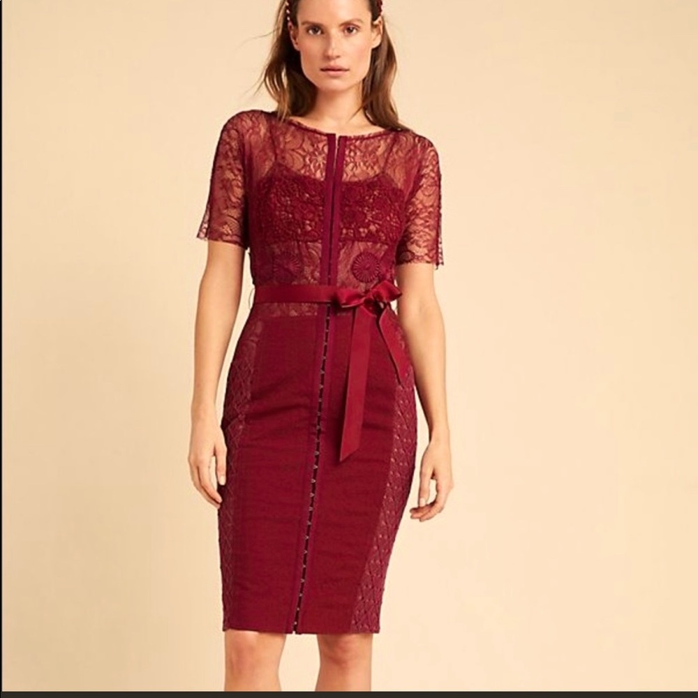 Byron Lars | Carissima Maroon Sheath Dress